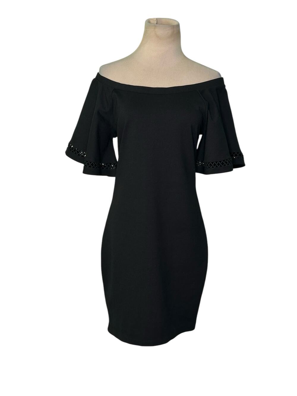 Shinestar black off shoulder sheath dress size Large